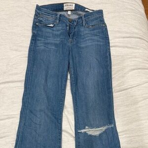 FRAME LE HIGH FLARE Blue Denim Jeans | Size 27 Long Inseam
